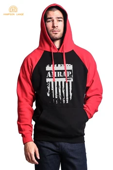 

HAMPSON LANQE Amrap Loose Fit Sweatshirts Hoodies Men 2019 Autumn Winter Warm Fleece Fitness Raglan Hooded Outwear Sportswear