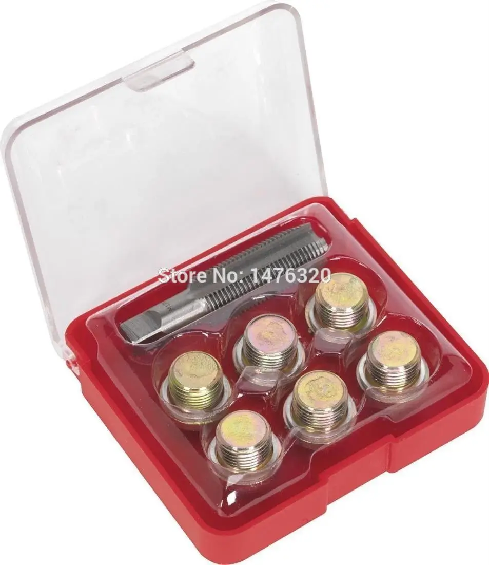 Automotive Oil Pan Drain Sump Plug Key Thread Repair Tool Kit M13 X 1 5MM AT2087B