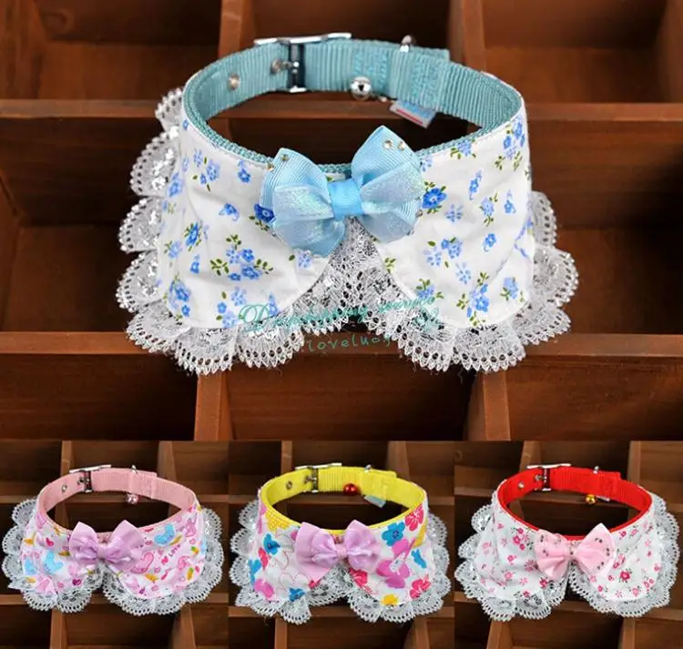Variety Pet Dog Triangular Bandage Teddy Lace Collar Bow Tie Dog Scarf