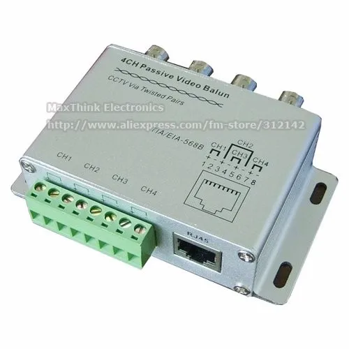 Passive 4CH UTP Video CCTV Transceiver Balun BNC Connector RJ45 Cat5