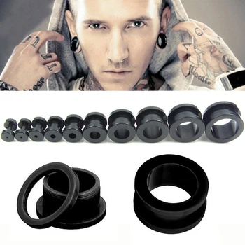 

SaYao 2 Pieces Big Size Black UV Acrylic Ear Plugs Gauges Flesh Tunnels Double Flared Internal Thread Screw Fit Tunnels