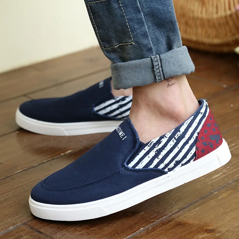 2015 New Fashion Men Brand Flat Canvas shoes Men's Low Top Round toe ...