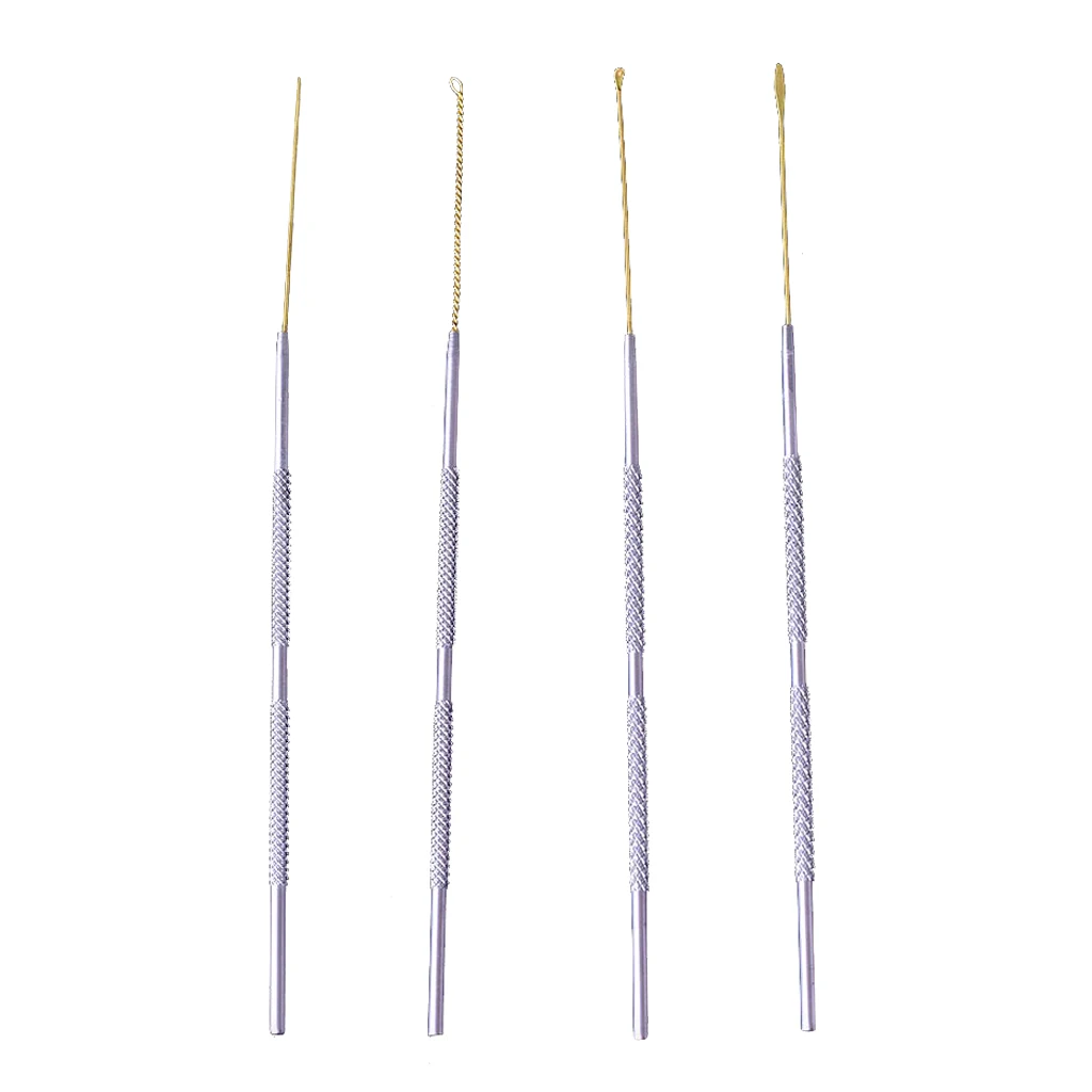 4Pcs Stainless Steel Copper Different Shapes Ear Pick Ear Wax Curette Earwax Removal Set Portable Size For Home And Travel Use 3