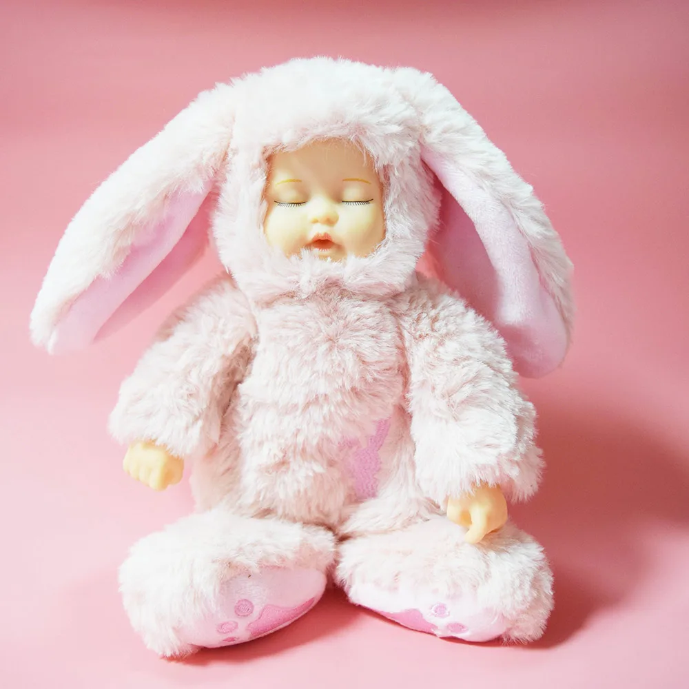 Buy sleep bunny ! Reborn Baby Rabbit Plush Doll Beanie Toys 25CM peluche lapin
