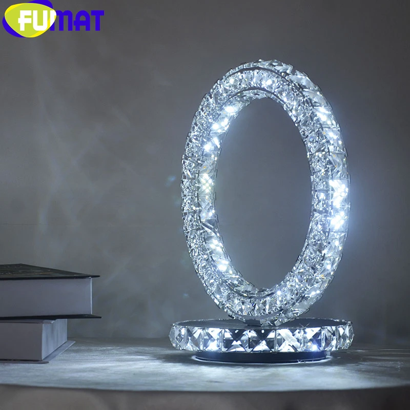 FUMAT алмазные хрустальные настольные лампы с сердечным кольцом XO щит из