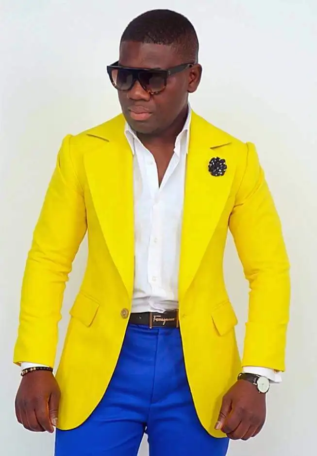 Buy Groomsmen Yellow Jacket Royal Blue Pants Groom