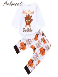 ARLONEET комплект одежды для мальчиков День благодарения принт с буквами для детей Одежда для девочек Одежда для новорожденных Одежда для