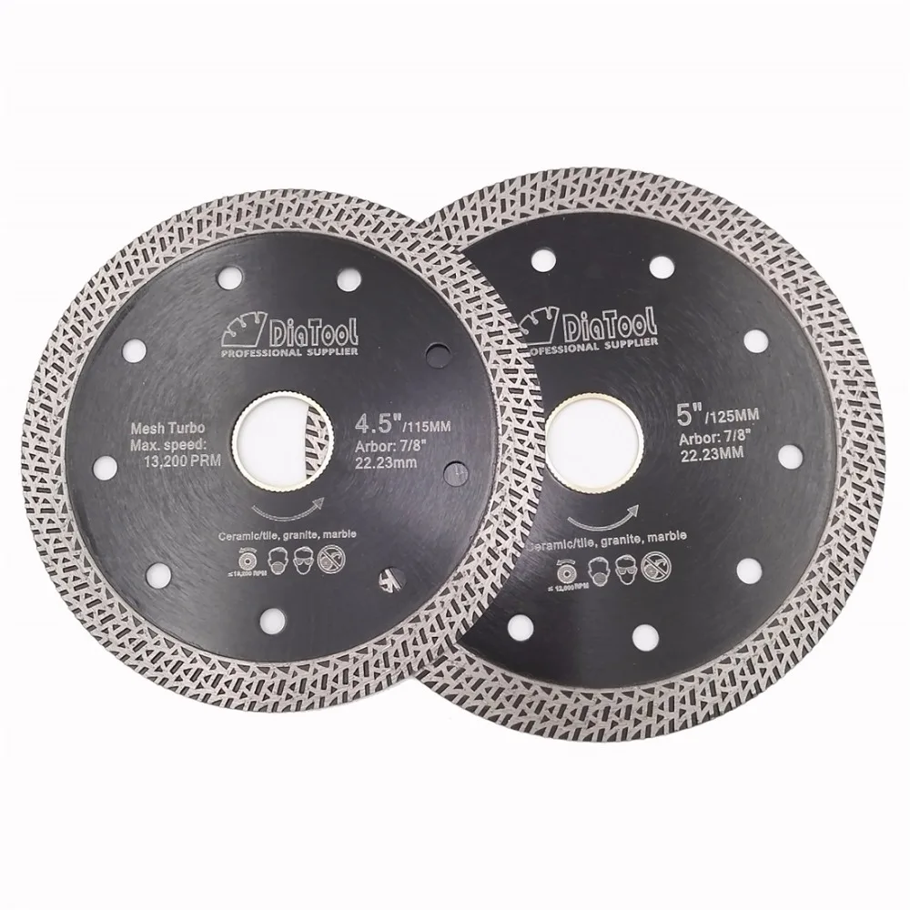 DIATOOL 2pcs Hot pressed sintered Mesh Turbo Diamond Saw blade Hard material Diamond Wheel Cutting Disc Dia 105MM 115MM or 125MM