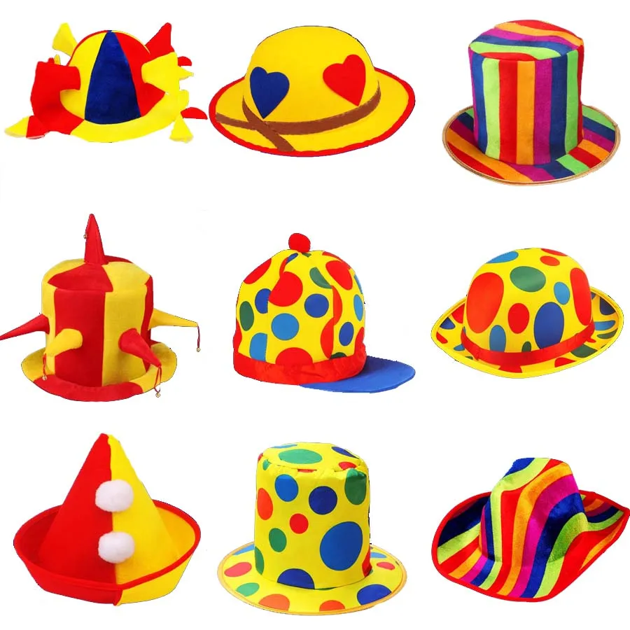 

Halloween Hat Fancy Dress Party Costume Cap Polka Dot Clown TOP Hat for Adult Party Cosplay Head Accessory