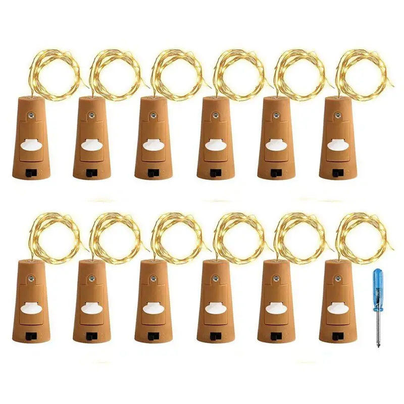 

Cork Lights for Wine Bottle, Wine Bottle Lights 12 Pack 6.5ft 20 LED Wine Cork String Lights for Glass Mason Jar Fairy Lights
