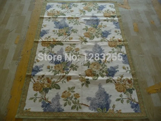 

Pillow Antique French Flower Needlepoint New Price French Needlepoint 100% Wool Floral Carpet Knitted Wool Knitting Carpets