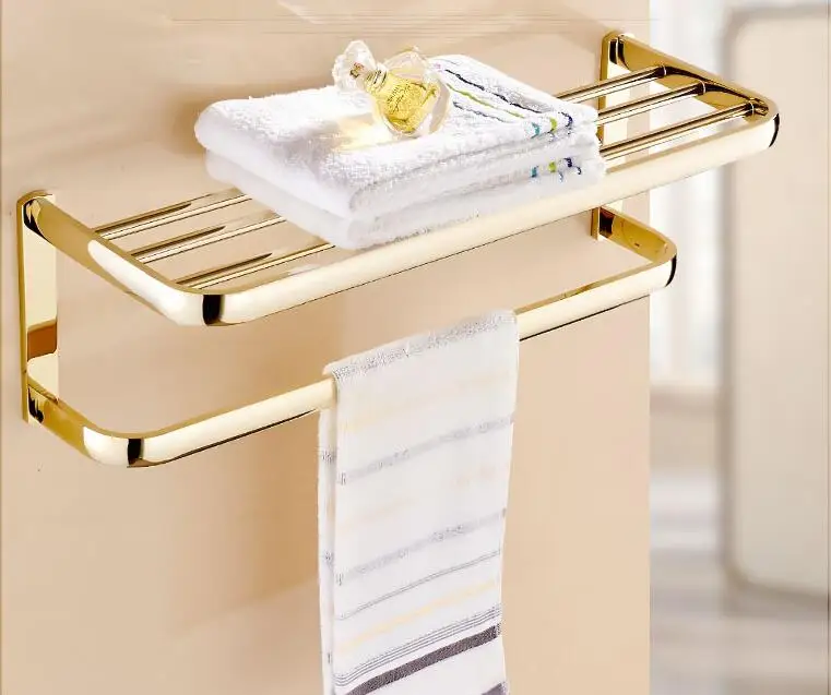 Preise Messing Bad Zubehör Set, Gold Platz Papier Halter, Handtuch Bar, Seife korb, Handtuch Rack, glas Regal bad Hardware set