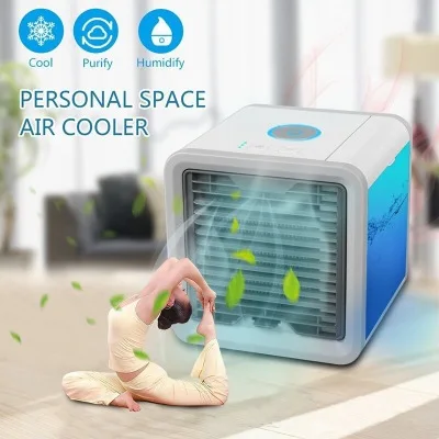

USB Mini Portable Air Conditioner Humidifier Purifier 7 Colors Light Desktop Air Cooling Fan Air Cooler Fan for Office Home