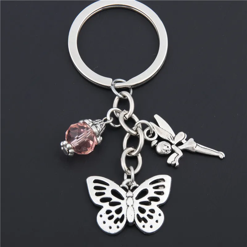 Buy 1pc Butterfly Keychain With Pink Bead Bag Charm