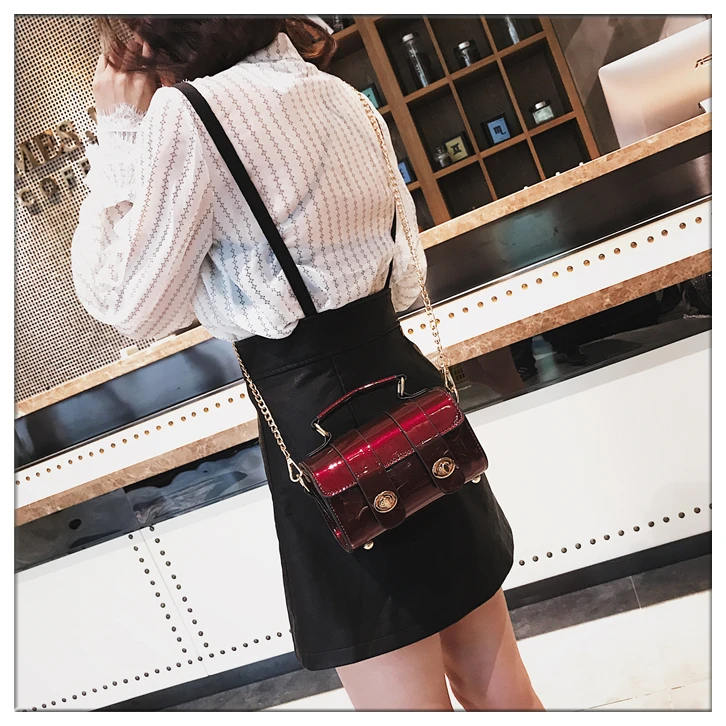 BENVICHED Lacquer bag women 2019 new Korean version handbag Joker chic chain Boston Single Shoulder bag Satchel c132 13 20180828_163955_076