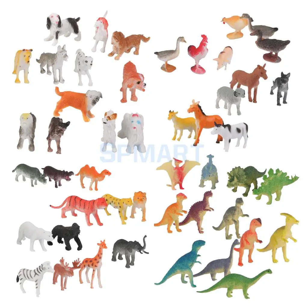 

48Pcs 4-7cm Plastic Simulation Poultry Wildlife Zoo Farm Animal Dinosaur Model Figures Kids Educational Toys Collectibles Gifts