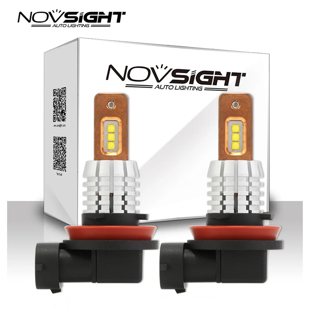 NOVSIGHT 2 шт. H1 H8 H11 Led HB4 9006 HB3 9005 Противотуманные фары лампы 1800LM 6000K белый автомобиль