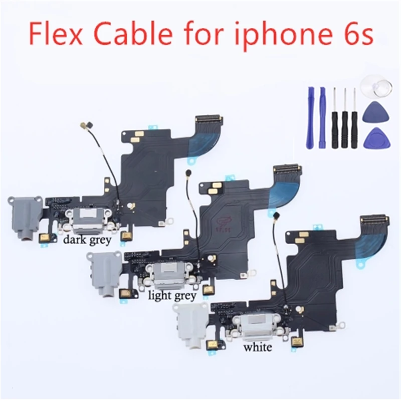 

High Quality Charging Flex Cable For iPhone 6S 4.7" USB Charger Port Dock Connector With Mic Flex Cable 3Colors Available+Tools
