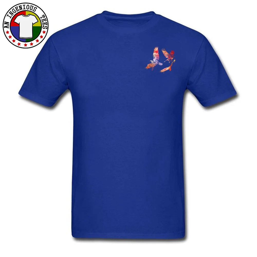 Men T Shirt Birds Hip hop Tops Shirt 100% Cotton Crew Neck Short Sleeve Party Tees Father Day Top Quality Birds Chest blue