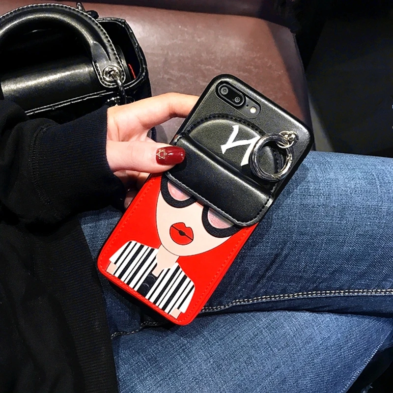 JPN и KOR уличная мода очки красные губы девушка Роскошная Карта все включено чехол для iphone MAX XS XR 6 7 8 Plus X чехол s