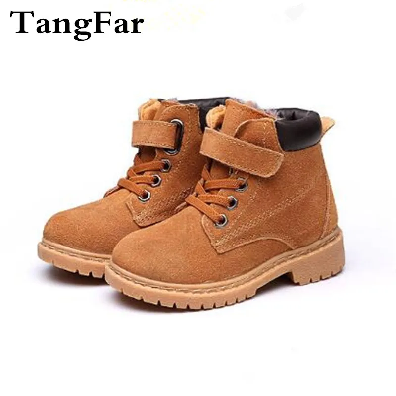 

Children Snow Boots Genuine Leather Velvet Nubuck Waterproof Boys Girls Martin Boots Breathable Anti-slip Toddler Ankle Boots