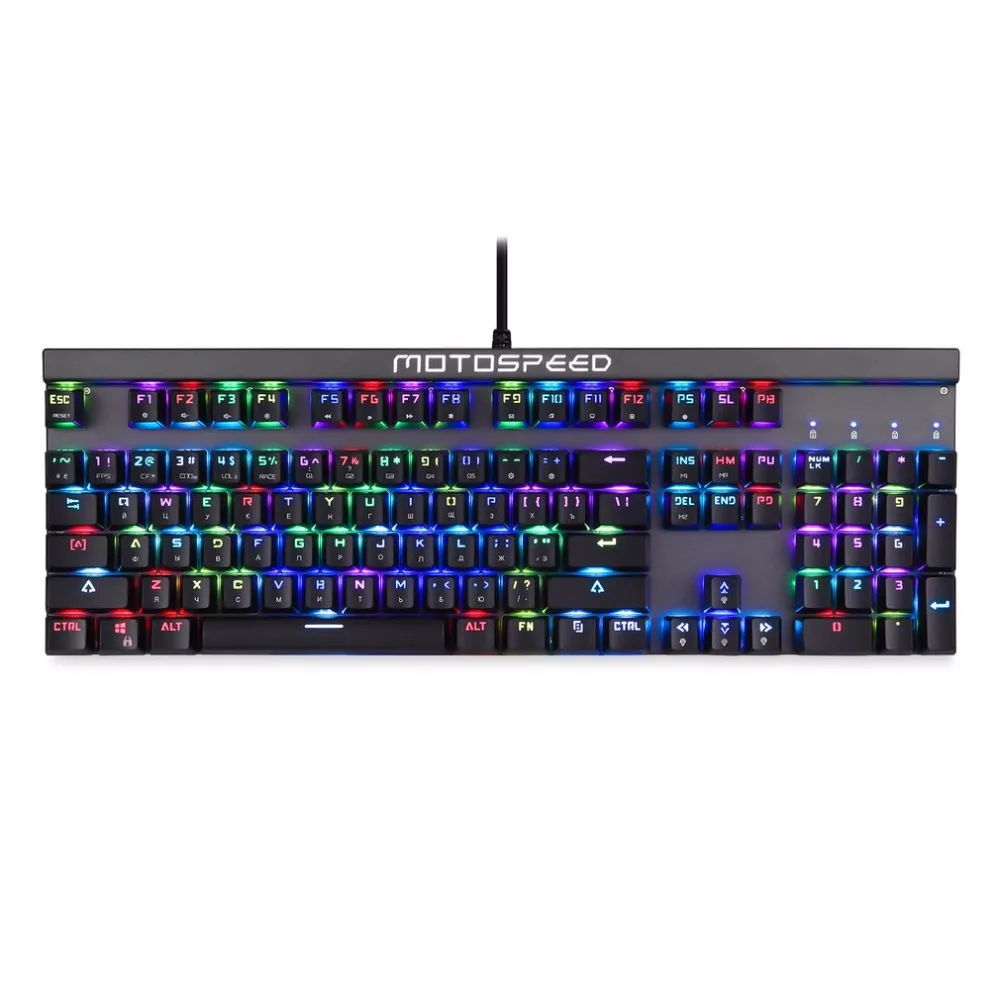 

Motospeed CK103 Stylish RGB 104 Keys Mechanical Gaming Keyboard USB Wired With 14 Types LED Backlight Multimedia Function Key