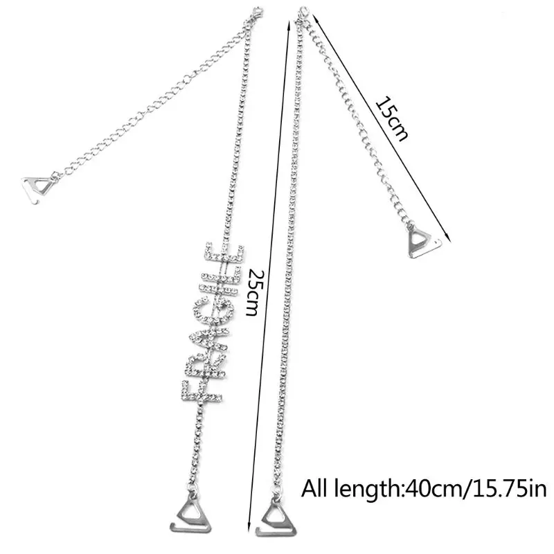 Женские металлические декоративные лямки бюстгальтера Роскошные блестящие стразы буквы алфавита плечо цепь съемный регулируемый с крючком