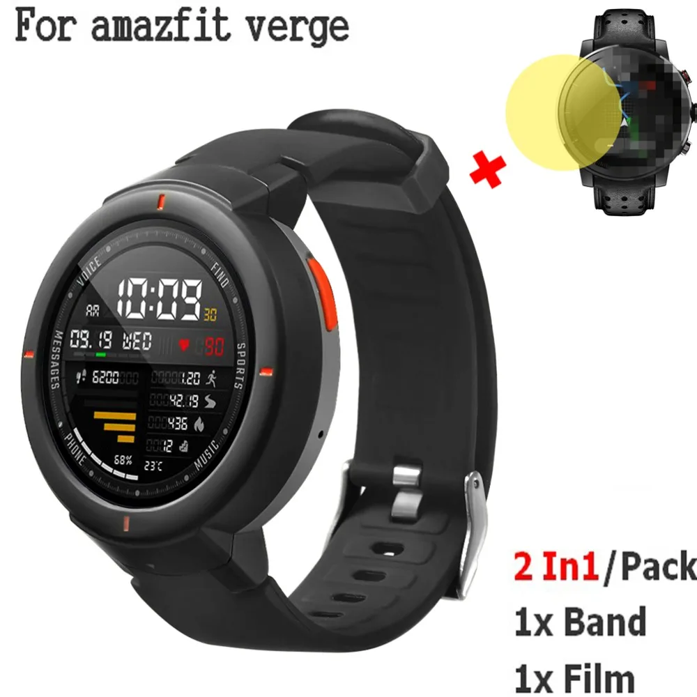 

2 In1 Silicone Wrist Bands for Xiaomi Huami Amazfit Verge Strap Wristband + Screen film for Huami Amazfit Verge 3 Band Drop Ship