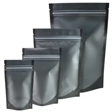 Matte Black Clear Front Zip Lock Stand Up Pouches Koffieboon Verpakking Keuken Opbergtas Voedsel Pouch 100Pcs