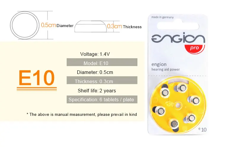 60PCS A10 E10 button cell Batteries for Invisible Hearing Aid aids Enhancer Wireless Mini for Old Hearing aid A10 Battery