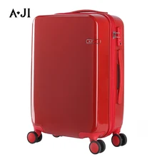 AJI женский красный чемодан для багажа тележка чехол Hardside PC TSA замок алюминиевый телескопическая ручка для переноски 2" 24" Свадьба