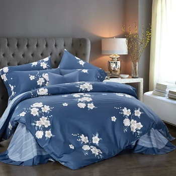 

Country Style Floral Bedding Set King Queen Size Cotton Duvet Cover Flat Bed Sheet with Pillowcase Farm House Decor Home Textile