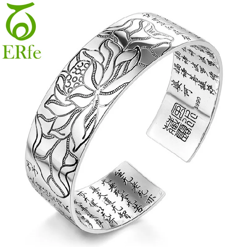 ER Lotus Sutra 999 серебряный браслет Femme Argent женский тибетский буддийский с писаниями