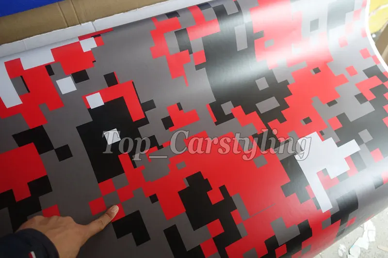 red digital camouflage vinyl car wrapping auto styling (3)