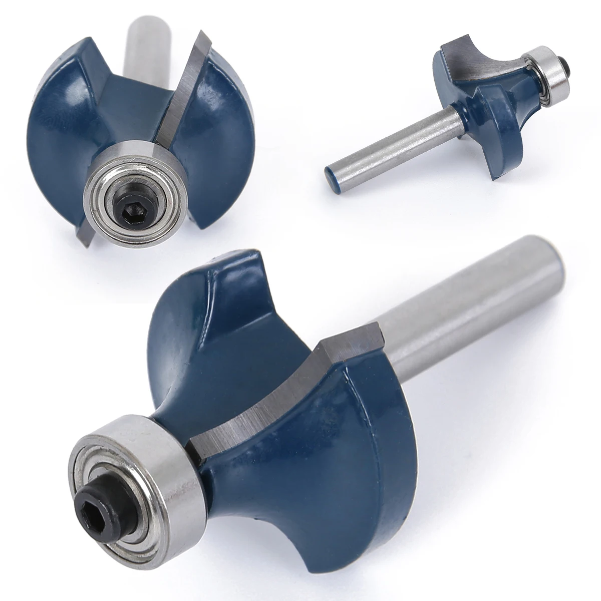 1pc 3/4" Radius 1/4" Shank Router Bit Blue Round Over Woodworking Milling Cutter Cutting Tool