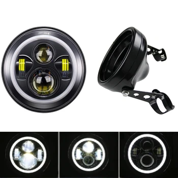 

7inch Motorcycle Round LED Headlight with DRL Amber turn Signal and 7Inch Headlights Black Housing Bucket for Motorcycles