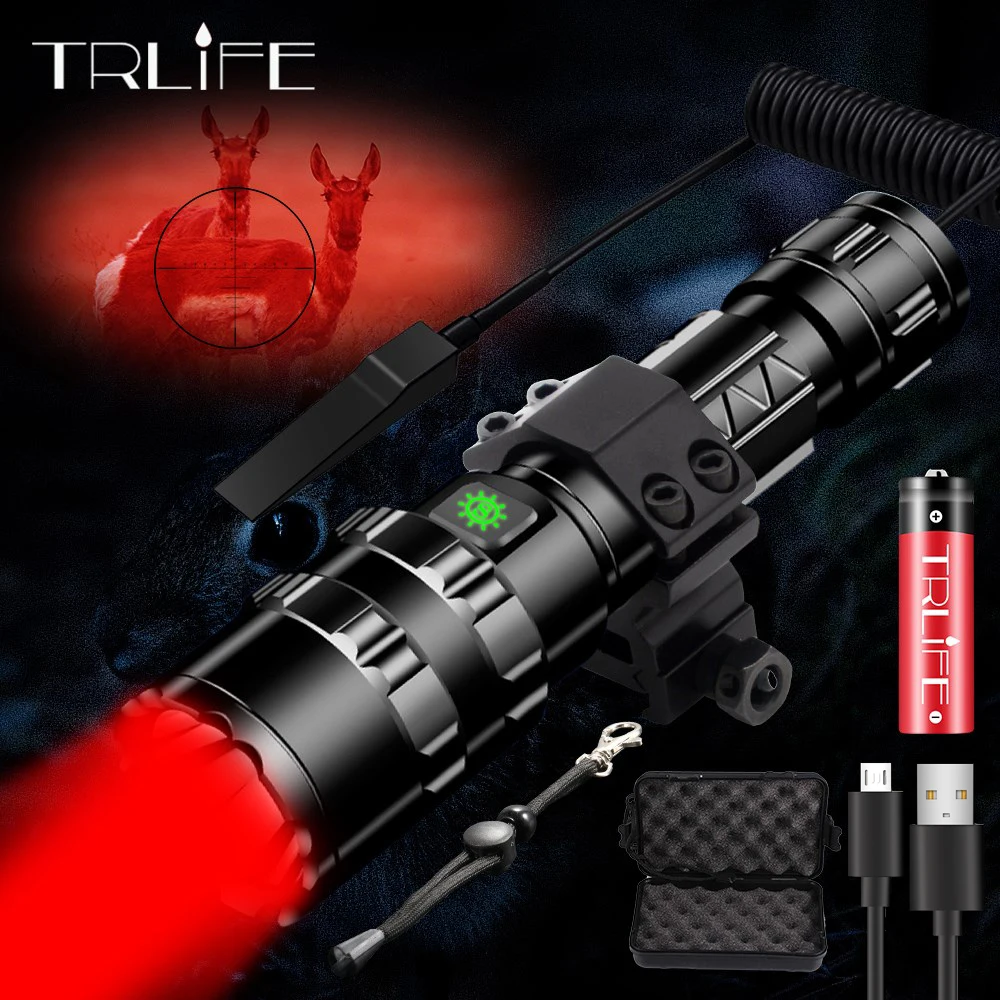 

Portable Tactical Scout Red Green White Light Rifle Hunting Flashlight Weapon Light LED Torch With Remote Pressure Switch&Mount