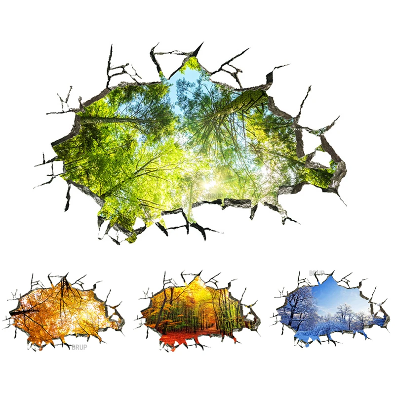 

4 Seasons Landscape 3D Wall Stickers Tree Wall Decals Floor Ceiling TV Sofa Decoration Bedrooms Living Room Kids Room Home Decor
