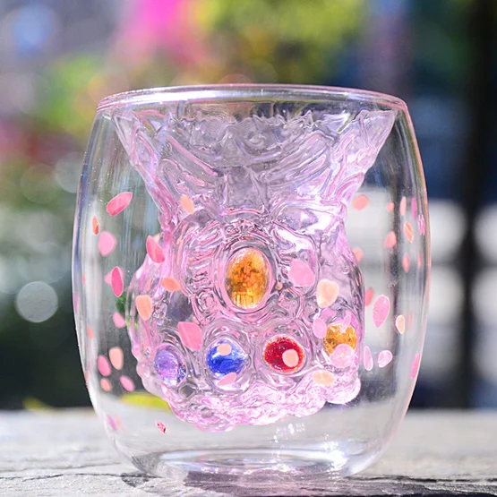 Творческий танос кулак двойными стенками стекло ручной работы кофе чашки чай чашки и кружки бесконечный драгоценный камень посуда для напитков украшения - Цвет: Розовый