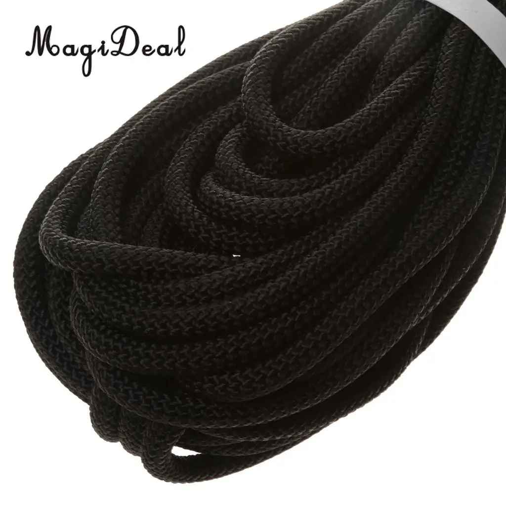 MagiDeal Utility 8mm Climbing Safety Sling Rappelling Rope Auxiliary Cord Black 10/20/30/40m for Expedition Climbing Caving Work