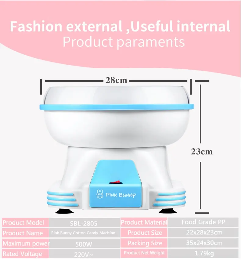 Розовый кролик электрический производитель хлопковых конфет мини портативный DIY Сладкая машина для хлопковых конфет бытовые кухонные комбайны детский подарок