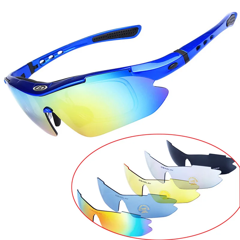  2020 Obaolay 5 Lens Cycling Sunglasses Fishing Riding Bicycle Goggles Men Women Bike Eyewear With M