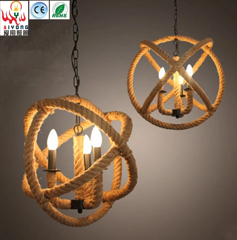 Rope pendant lamps personalized retro bar creative minimalist clothing store restaurant bar cafe chandelier