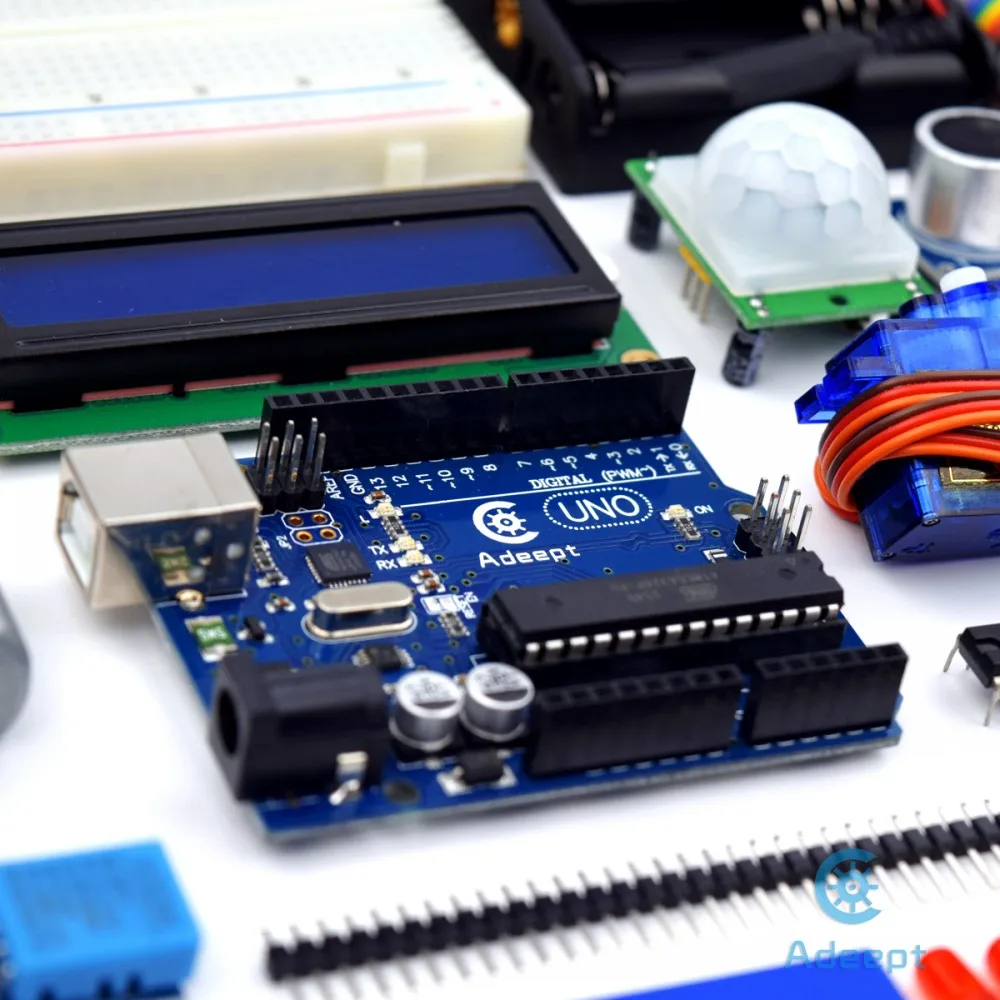Adeept DIY Электрический конечный стартовый обучающий комплект для Arduino UNO R3 с направляющей книги мотор обработки светодиодный diy diykit