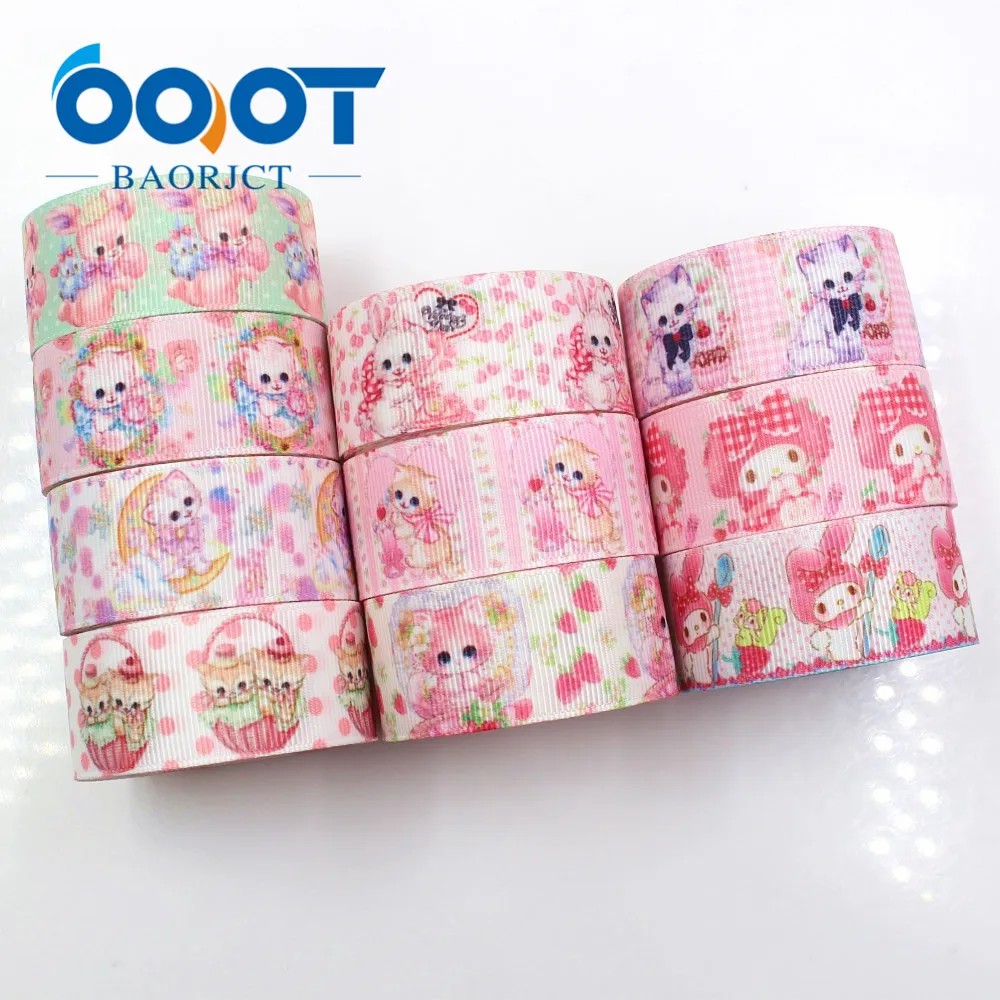 

OOOT BAORJCT I-19223-448 25mm 10yards animal Thermal transfer Printed grosgrain Ribbons,bow cap DIY accessories decorations