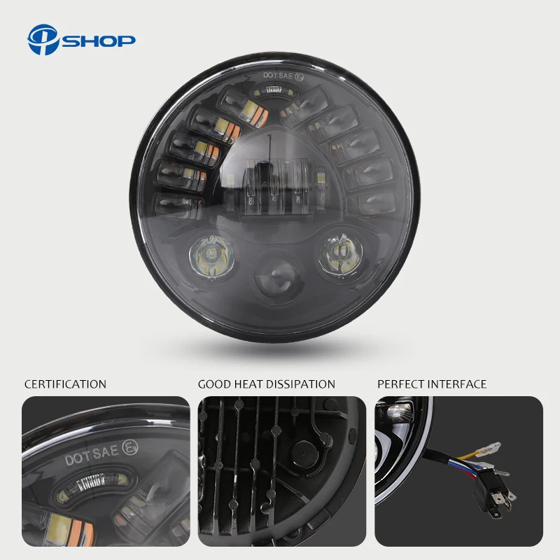 

2017 new light 7" Motorcycle adaptive Projector Daymaker Headlight LED Light For Harley Davison 7Inch H4 Led headlamp