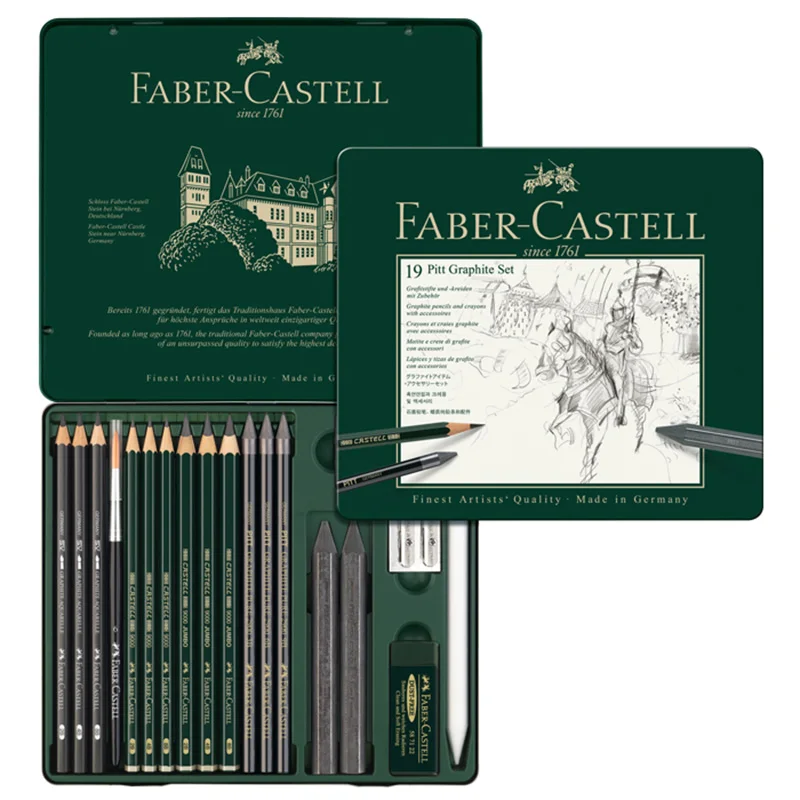 FABER castel 19 피스 콤비네이션 수용성 스케치 연필 드로잉 연필 세트, 112973