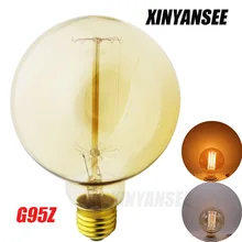 Винтаж лампочка Эдисона E27 G95 40 Вт Ретро лампа накаливания прозрачный Вольфрам лампы накаливания теплый белый освещение AC 220 В
