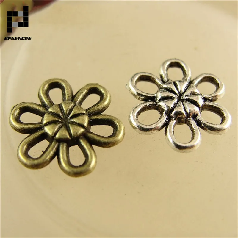 BASEHOME 50pcs/lot 12mm Jewelry Connector Retro Vintage Flower