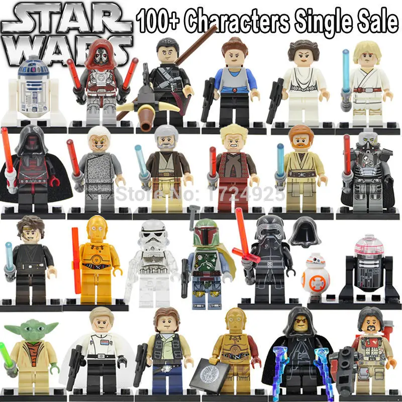 

Hot Single Sale Yoda Leia Figure Boba Fett BB8 Clone Trooper Darth Vader Kylo Ren Building Blocks Models Toys